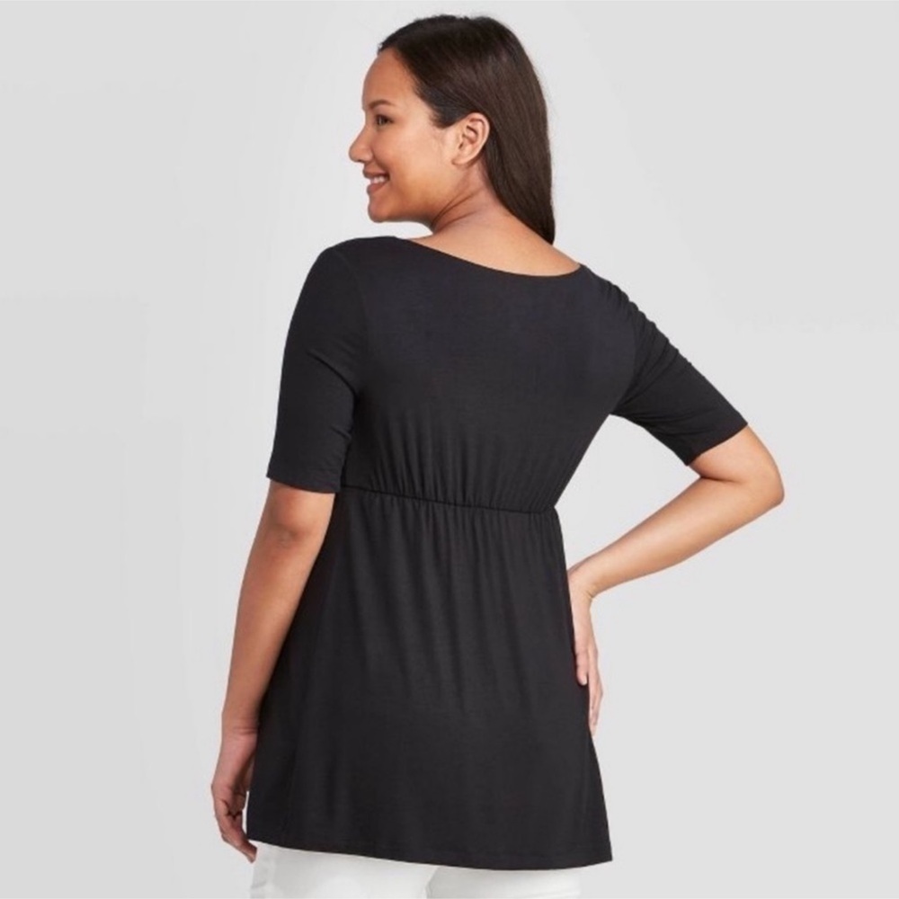 Ingrid & Isabel Black Maternity Top Nursing Feature Elbow Sleeve Black Medium - Picture 2 of 14